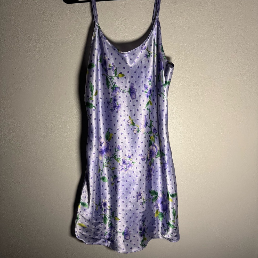 Secret Treasures Floral Satin Chemise - Lavender